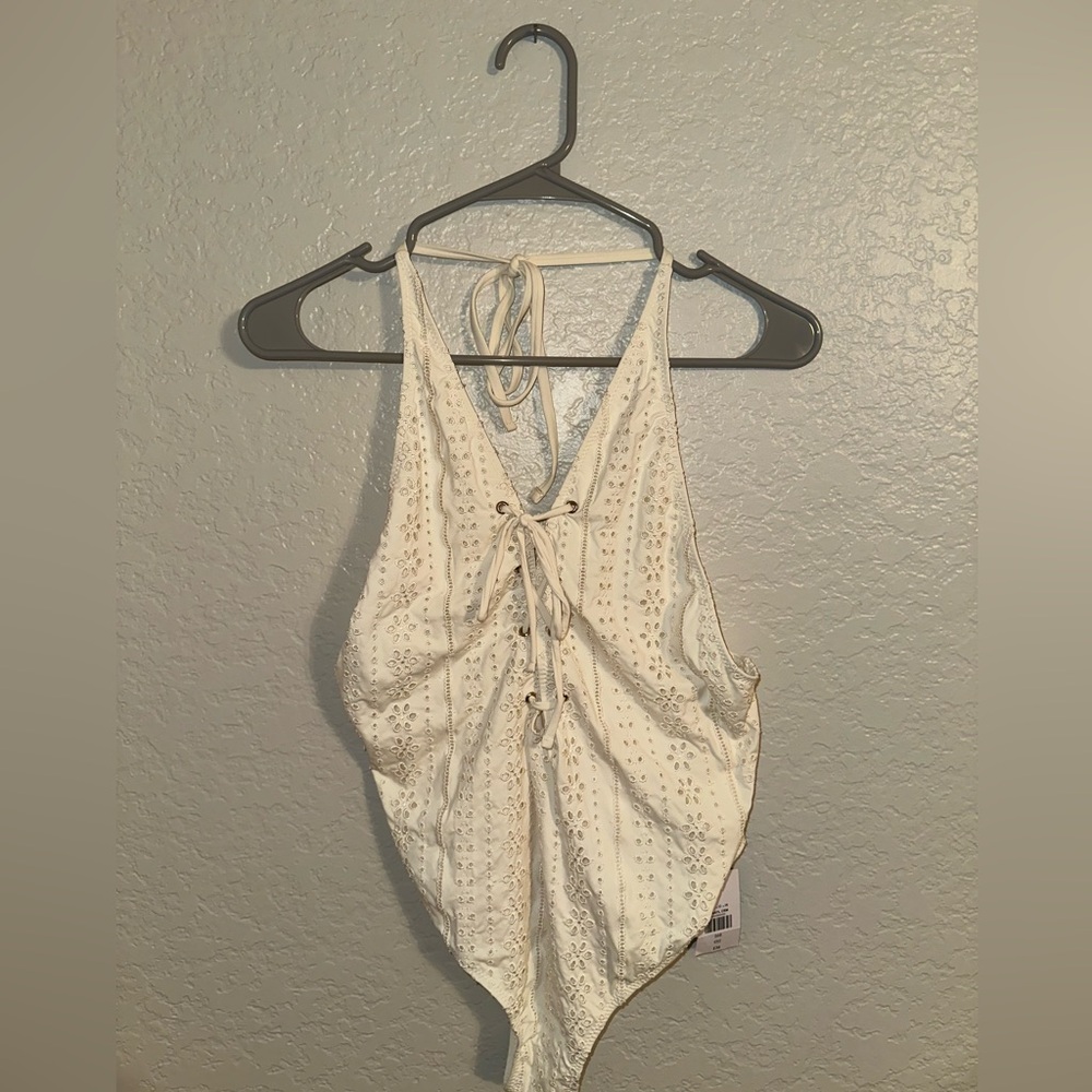 TOPSHOP One-Piece White Eyelet Bathing Suit - Size 10 US NWT